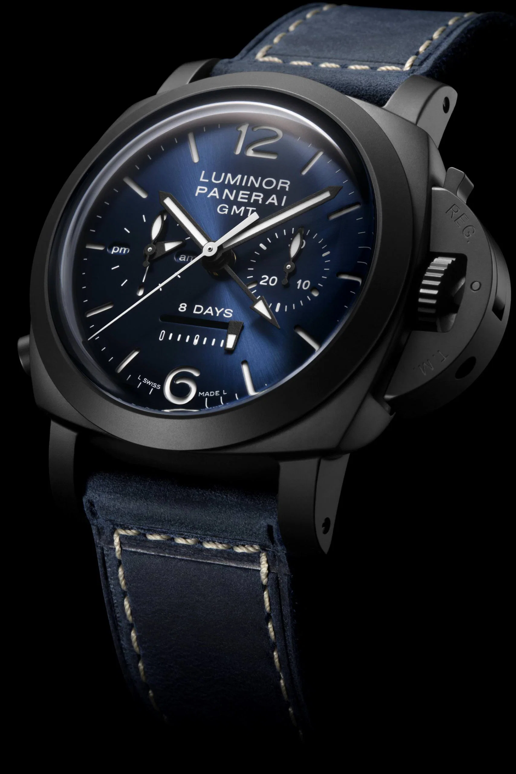 Panerai Luminor Chrono Monopulsante 8 Giorni GMT Blu Notte view 5