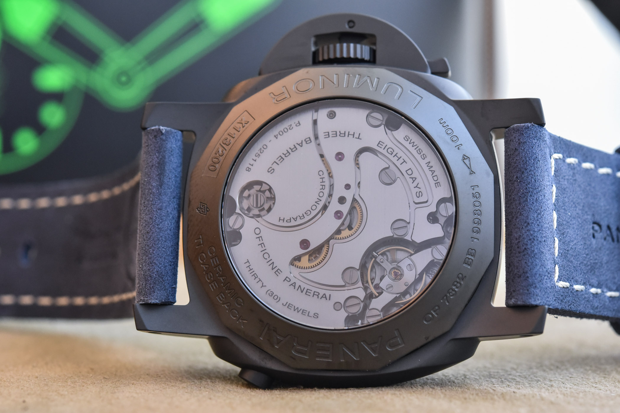 Panerai Luminor Chrono Monopulsante 8 Giorni GMT Blu Notte view 4